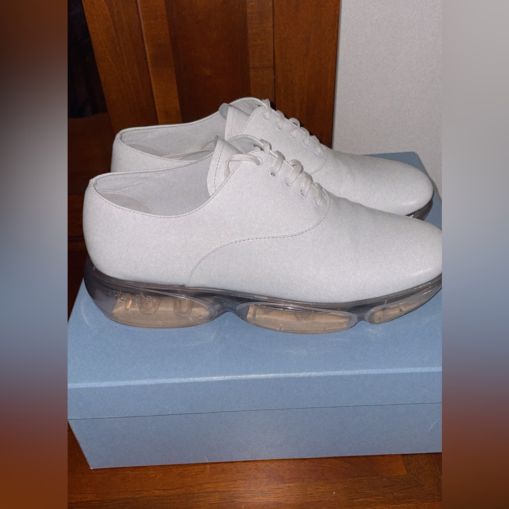 Prada White Sneakers with Transparent Sole